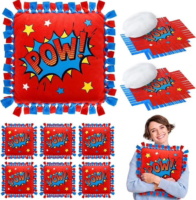 Chunful 6 Sets Hero Themed Tied Pillow Craft Kit DIY Wow POW Boom Comic Hero by Chunful