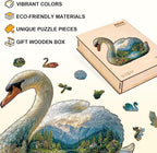 Swan Dream Puzzles Adults Gifts Wooden 90 Pieces 8.5 * 8in - Image 2