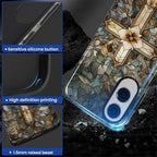 for Samsung Galaxy S25 Edge Case, Christian Cross Stained Glass Pattern Glossy - Image 4