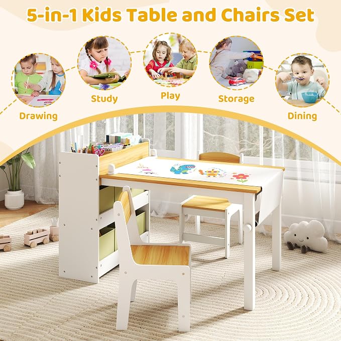 DOREROOM Kids Art Table and Chair Set, Craft and Play Wood Activity Table - Image 8