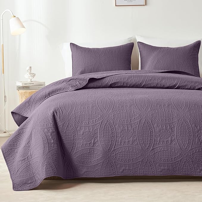 akkialla Grayish Purple King/Cal King Quilt Set, Ultrasonic Lightweight by akkialla