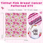 Tintnut Black Pink Ribbon Heat Transfer Vinyl, easy cut & weed, stretch washable - Image 2