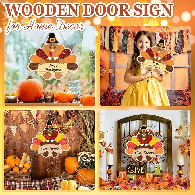 Large Size 12" Wooden Turkey Ornaments to Paint, Thanksgiving DIY Blank - Image 5