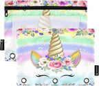 Unicorn Pink Pencil Pouch for 3 Ring Binder, 2 Pack Waterproof Pencil Bags by BOENLE-WELCOMEYOURCOMING