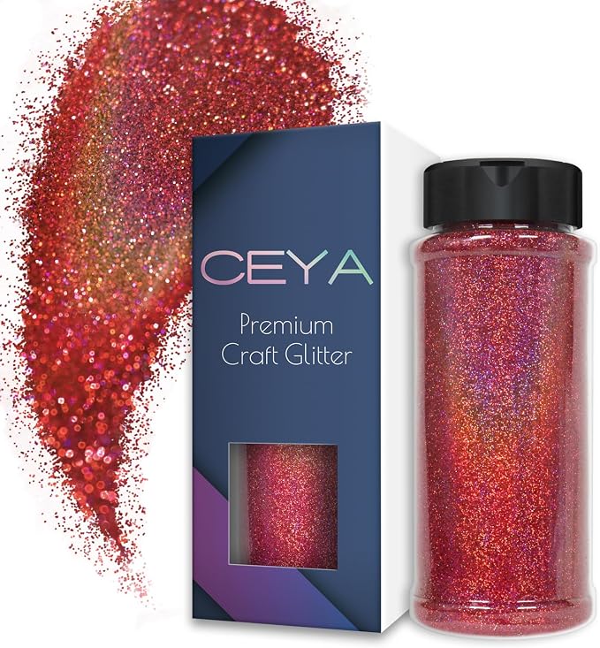 Ceya 3.8oz/ 110g Holographic Ultra Fine Glitter Powder Laser Fuchsia Glitter by CEYA