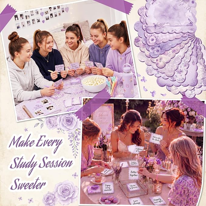 Gersoniel 9 Pcs Vintage Scalloped Sticky Notes, Aesthetic Purple Sticky Notes - Image 5