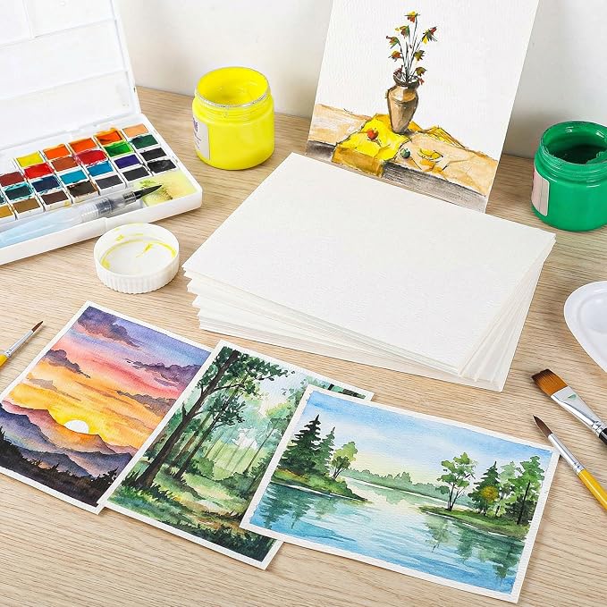 120 Sheets Large Watercolor Paper Bulk, 140 lb/300 GSM Cold Press Paper White - Image 6