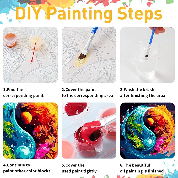 Landscape Paint by Numbers for Adult, Yin Yan Paint by Numbers Kit for Adults - Image 8