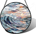 DASTOLL Stained Glass Window Hanging, Sunrise Waves Sun Catchers Diamond Glass by DASTOLL