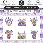 Lavender Patchwork Cotton Fabric Panel – 6 Designs + Bonus Sheet 29.5×19.6 inch - Image 3