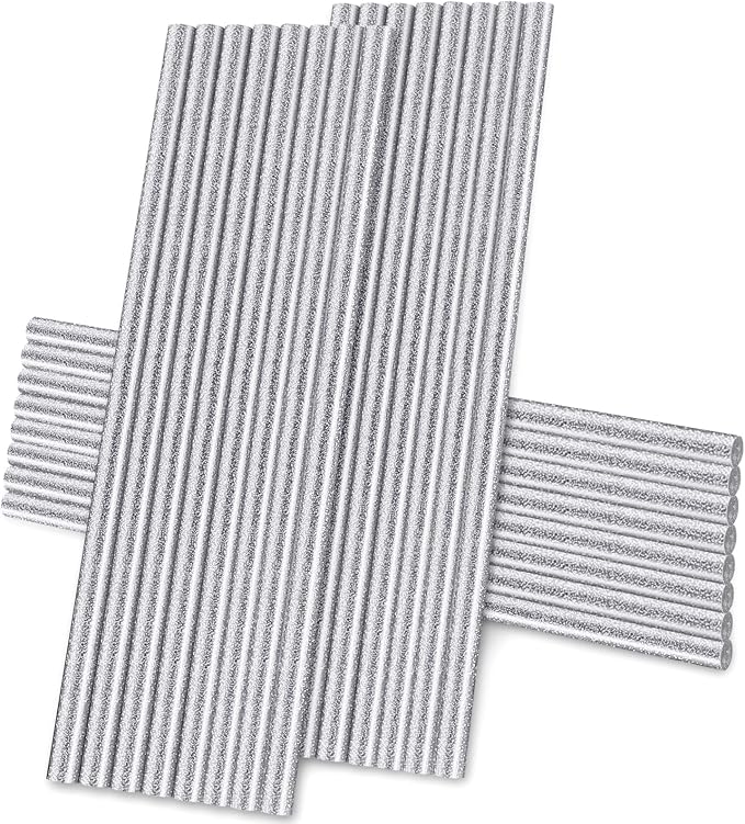 Manarty Glitter Silver Hot Glue Sticks, All Temperature Adhesive EVA Glue Sticks by Manarty