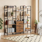 AFLUI Triple Bookshelf with 3 Fabric Drawers, 4-Tier Book Shelf and 10 Display - Image 3