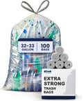 Plasticplace 32-33 Gallon Recycling Bags │ 0.9 Mil │ Clear Drawstring Garbage Can Liners │ 33" x 38" (100 Count)