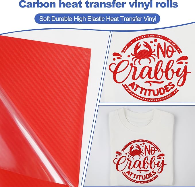 guangyintong Heat Transfer Vinyl Carbon Red HTV Rolls, HTV Vinyl - Image 6