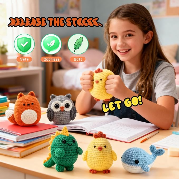 Joyclub Crochet Kit for Beginners 6 PCS Amigurumi Animal Family Crochet Starter - Image 6