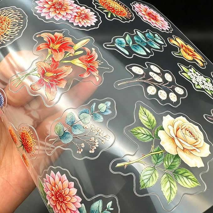 316PCS Transparent Flower Stickers: - Image 5