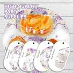 168 Pcs Purple Elephant Baby Shower Decorations It's A Girl Disposable Plates - Image 4