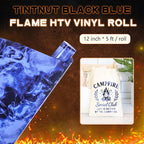 Tintnut Black Blue Flame Heat Transfer Vinyl Roll, stretch washable, heat press - Image 2