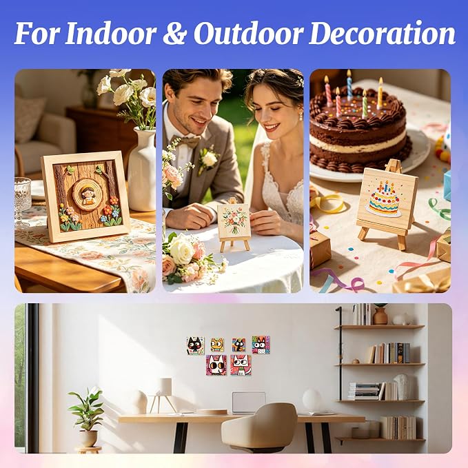 ESRICH 6 Pack Wood Panels with 4"x4", Square Craft Wood Canvas Boards, Blank - Image 7