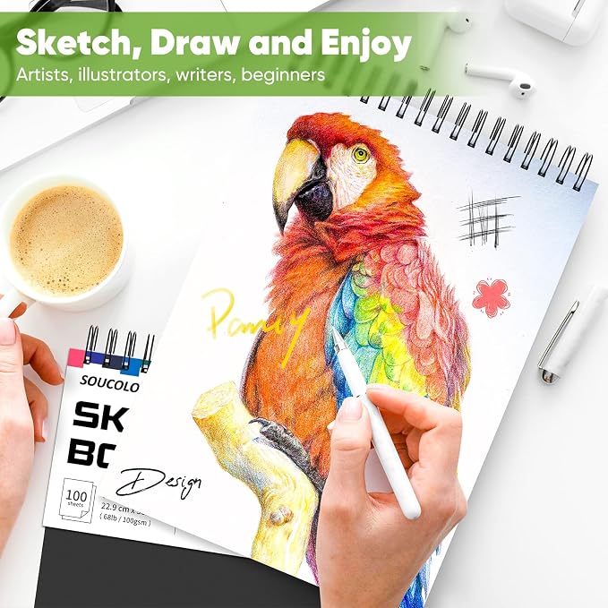 Soucolor Artist 9x12 Sketch Book Set, 4 Pack 400-Sheet Spiral Drawing Pads | - Image 7
