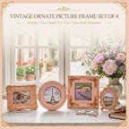 Qunclay Vintage Mini Picture Frames Set of 4, Round Rectangle Ornate Small - Image 5