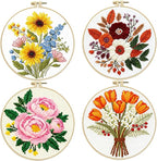 Zhenqing 4-Piece Floral Cross Stitch Kit - Image 3