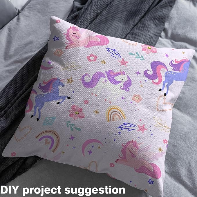 Dreamy Purple Unicorn Fabric by The Yard, Cartoon Stars Moon DIY Art Fabric - Image 3
