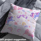 Dreamy Purple Unicorn Fabric by The Yard, Cartoon Stars Moon DIY Art Fabric - Image 3