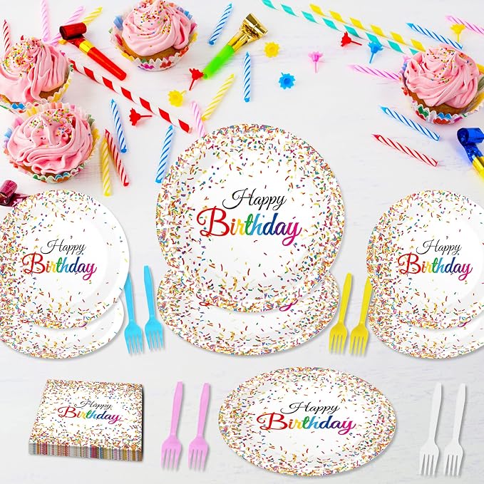 96 Pieces Happy Birthday Plates and Napkins Party Supplies - Image 4