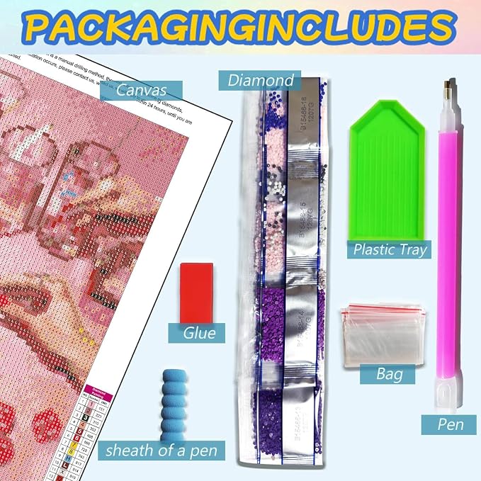 Pink Diamond Art Kits for Adults, Diamond Painting Kits 12x16 Inch | Full Drill - Image 3