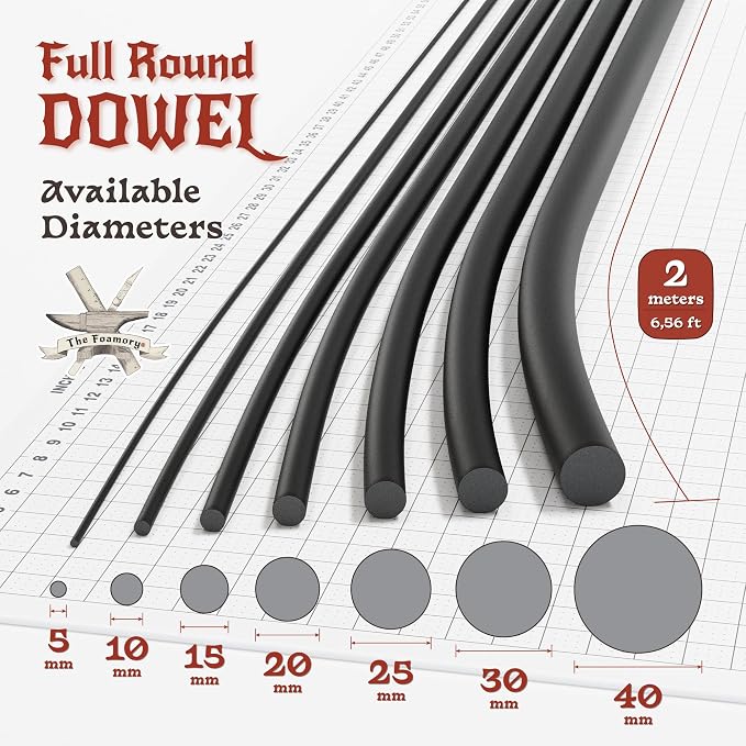 The Foamory's No Waste Full Round EVA Foam Dowel. 5mm x 2M Length. High-Density - Image 3