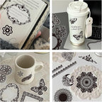 130 Pcs Vintage Black White Lace Scrapbook Stickers - Image 8