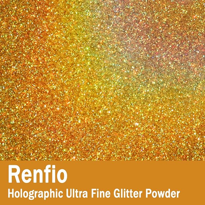 Renfio Holographic Ultra Fine Glitter Powder Metallic Resin Glitter 2.11 Oz PET - Image 2