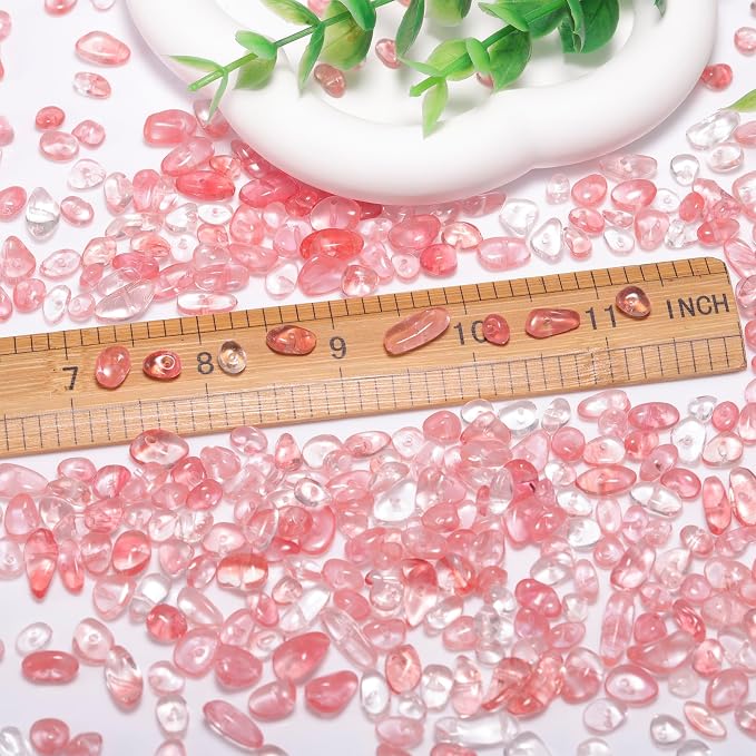 400Pcs 5-8mm Watermelon Red Irregular Glass Chip Beads | 1mm Pre-Drilled Smooth - Image 4