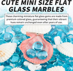 1 LB Sea Blue Flat Glass Beads, 160-180PCS Small Glass Marbles, Mini Flat Round - Image 5