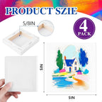 ESRICH 4 Pack Mini Canvases for Painting 5x5In, 5/8''Profile Small Square - Image 2