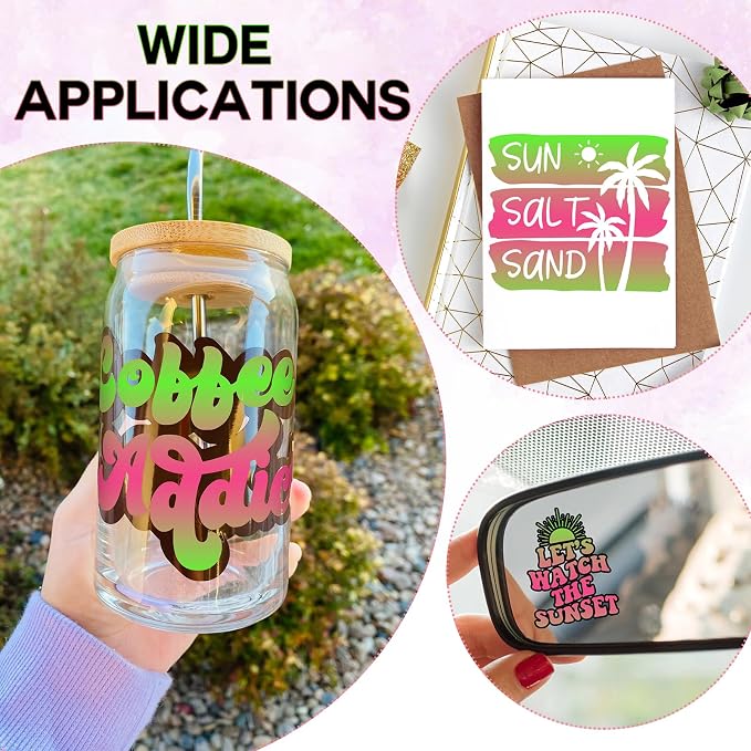 Tintnut Gradient Permanent Vinyl 8 Pcs12x10in Green Pink Adhesive Vinyl | - Image 6