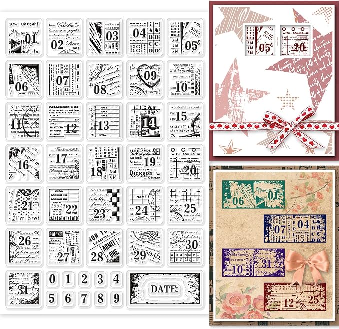 GLOBLELAND Vintage Date Clear Stamps Retro Number Text Background Silicone by GLOBLELAND