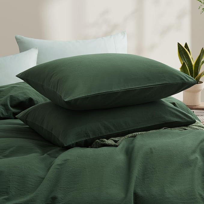 LOVQUE Bedding Duvet Cover Queen Size, 100% Washed Cotton Linen Like Natural - Image 3
