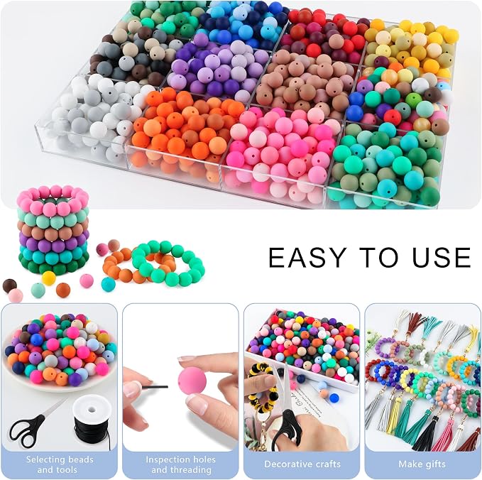 160Pcs Silicone Beads 12mm Mix Color, Bulk Silicone Beads 12mm - Image 4