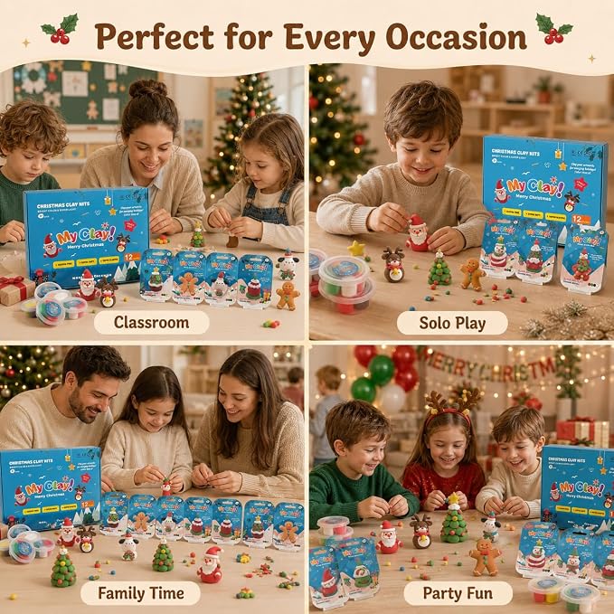 Air Dry Clay for Kids, 12 Christmas Modeling Clay DIY Model Magic Clay Kit - Image 9
