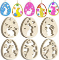 36PCS Wooden Easter Ornaments to Paint, 6 Styles DIY Blank Unfinished Wood Egg by Sophena