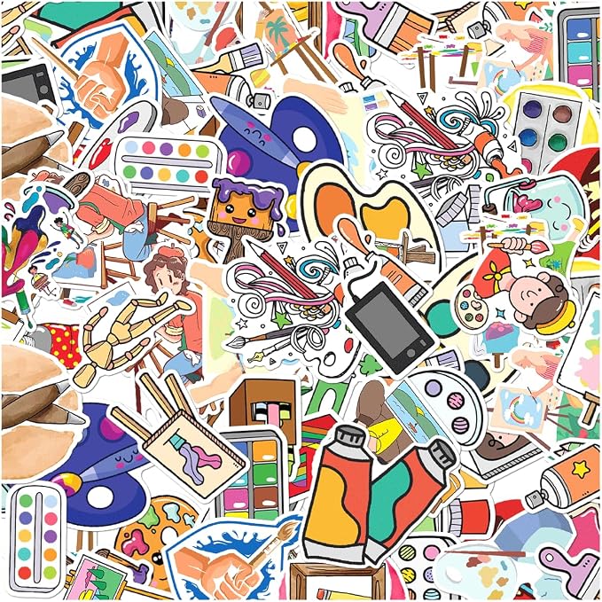 Cute Cartoon Art Supplies Vinyl Stickers Pack by rabowa