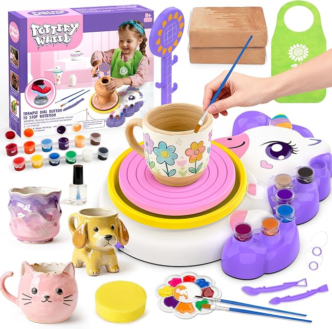 Pottery Wheel for Kids, Arts and Crafts for Kids Ages 8-12, Complete Pottery by Aujazyble