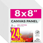 PHOENIX Painting Canvas Panels 8x8 Inch, 24 Bulk Pack - 8 Oz Triple Primed 100% by PHOENIX