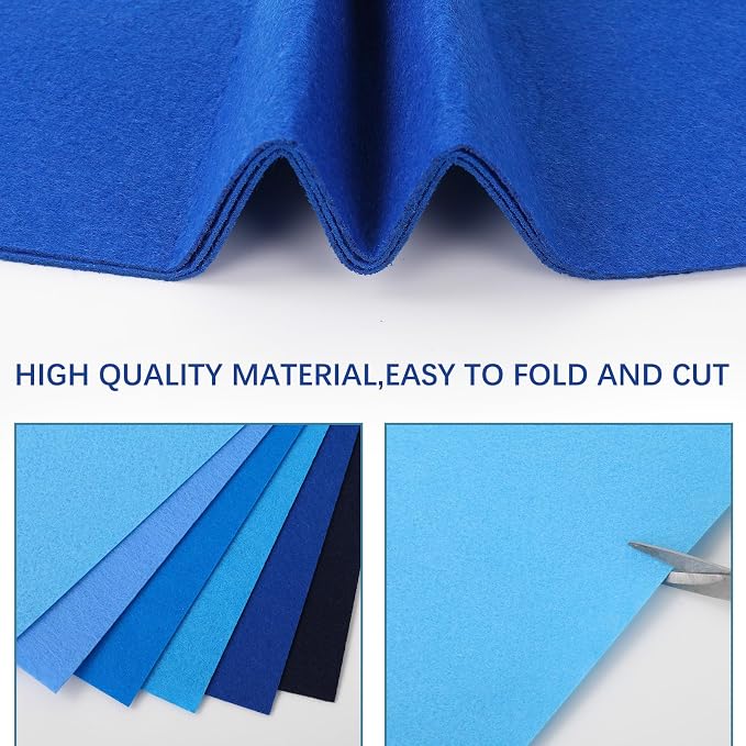 Whaline 18Pcs Blue Felt Fabric Sheets Soft Thick Assorted 6 Colors Craft Felt - Image 4