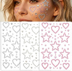 3 Sheets Rhinestone Stickers, Self-Adhesive Acrylic Gemstone Stickers Hearts - Image 8