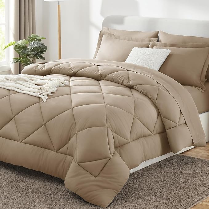 CozyLux Full Size Comforter Sets Taupe by CozyLux