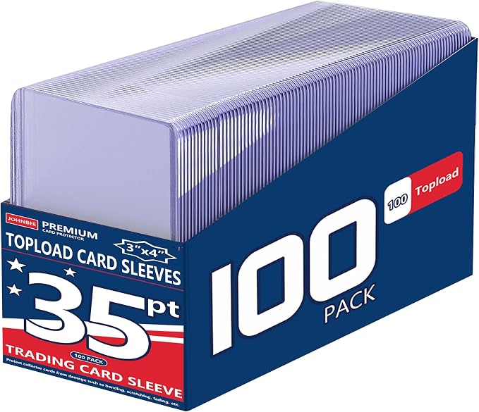 100 Toploaders, 35pt 3"x4" Clear Hard Plastic Card Sleeves | Fit 2.5" x 3.5" by JohnBee