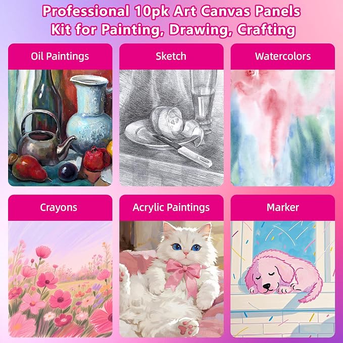 10 Pack 9"x12" Canvas Boards for Painting, Canvas Panels for Acrylics | 100% - Image 6